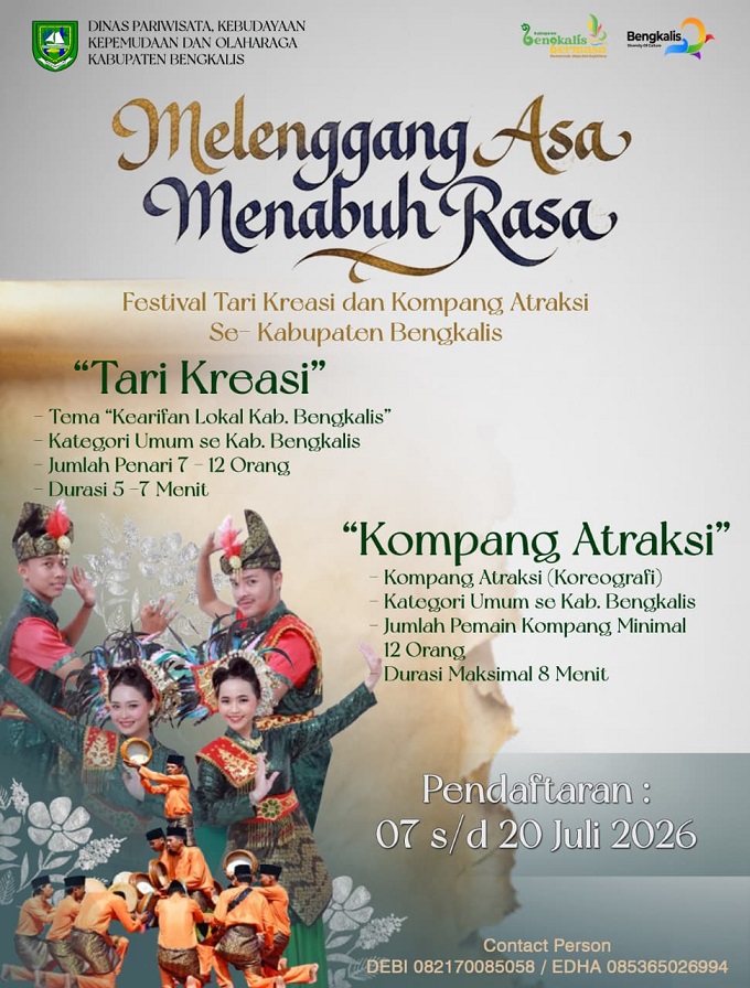 Dinas Pariwisata, Kebudayaan, Kepemudaan dan Olahraga Bengkalis Gelar Festival Tari Kreasi dan Kompang Atraksi 2026